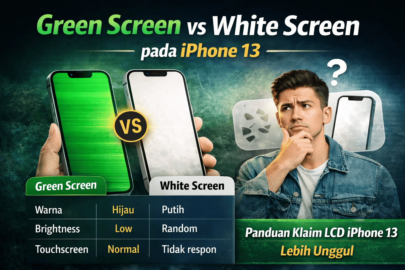 Green Screen vs White Screen iPhone 13 Apa Bedanya