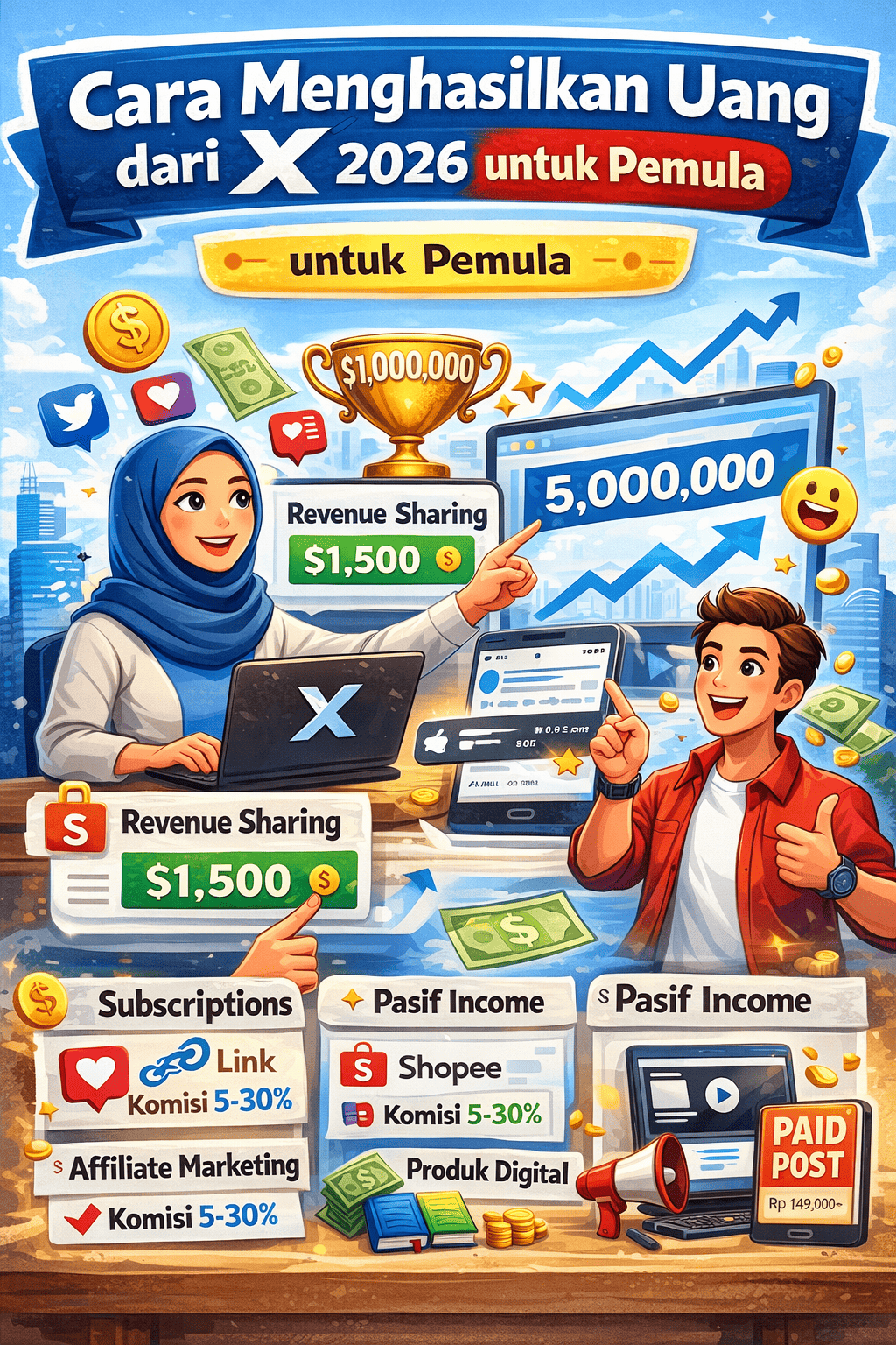 cara menghasilkan uang dari X 2026 untuk pemula